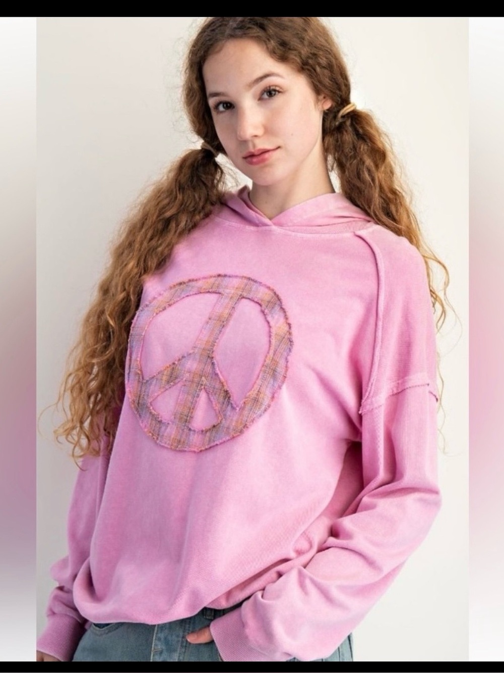 Easel Pink Peace Sign Hoodie